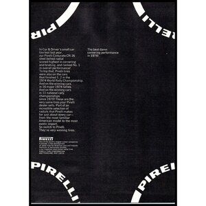 1975 Pirelli Cinturato CN-36 Tires Vintage Print Ad Minimalist 70s Wall Art